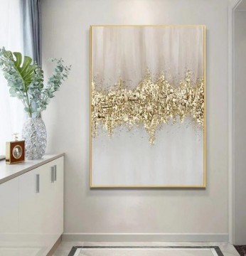 Texturizado Painting - Textura abstracta de decoración de pared Boho Gold